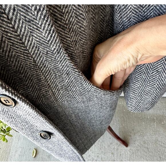 Vintage Women’s Wool Herringbone Coat M Alorna USA Union Made Gray 1970's 80's - Picture 3 of 11